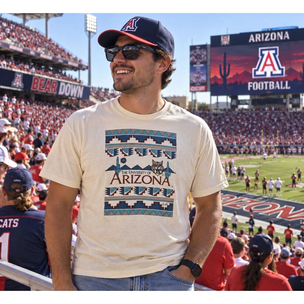 NWT! Vintage 90s Tu-Oti University of Arizona Native American Aztec T-Shirt - L